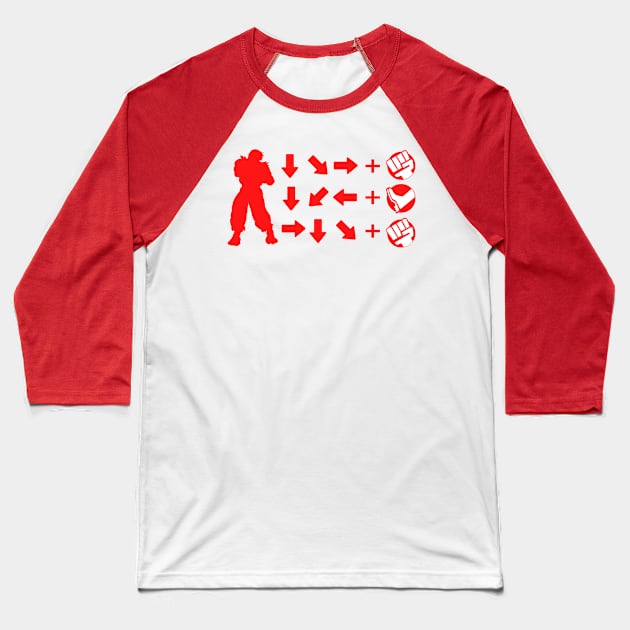 Street Fighter Moves - Ken Masters Baseball T-Shirt by GuiNRedS